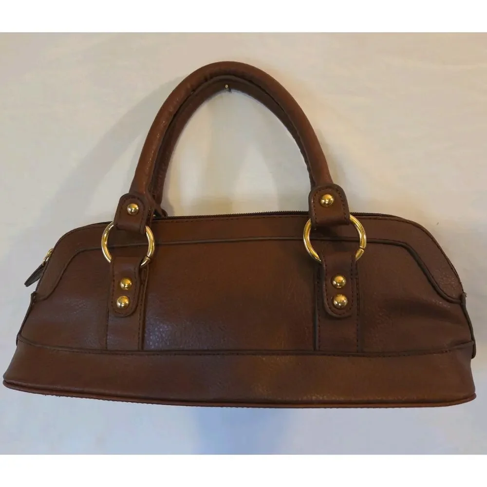 Vtg y2k BISOU BISOU MICHELE BOHBOT Handbag Purse Gold Studs Brown 13